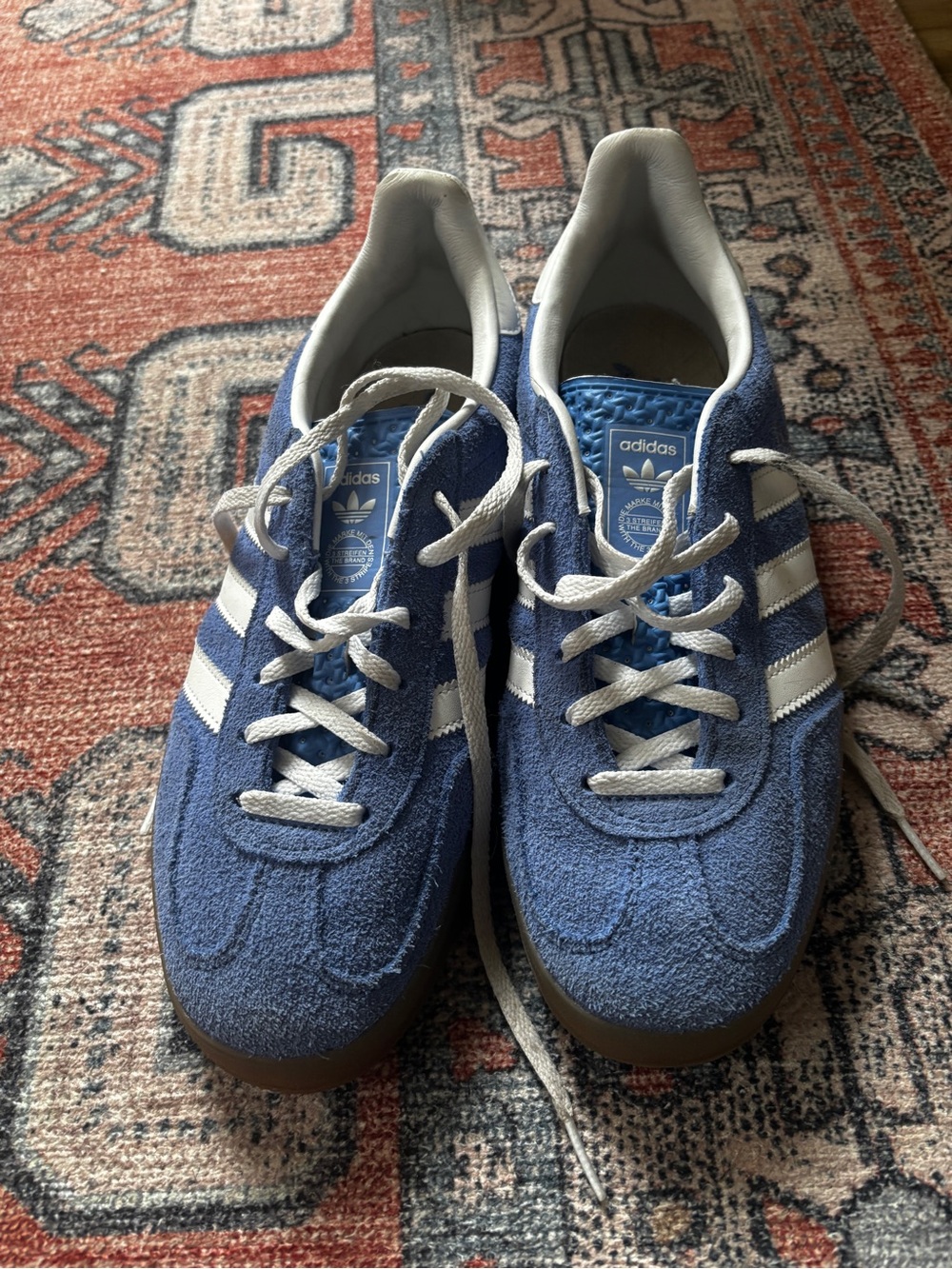 Adidas Men’s Blue Gazelle Suede Sneakers with White Stripes